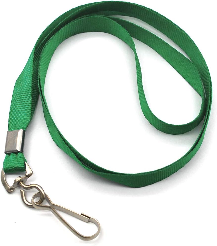 Beebel Lanyard Bulk Lanyards for Id Badges Flat Lanyard with Badge Clip Swivel Hook 50 Pack (Green)