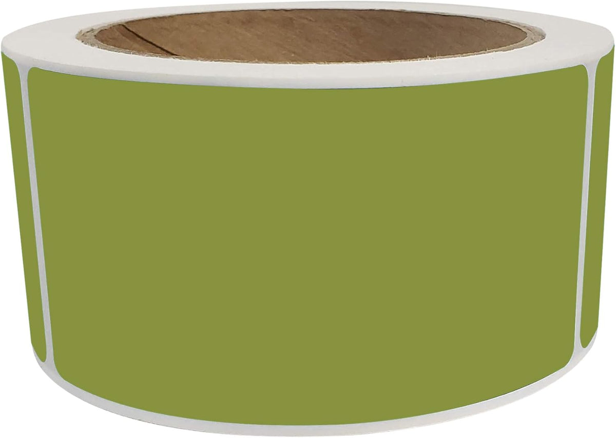 Royal Green Rectangular Colored Label Stickers 4x2 inch (7.5cm x 2.5cm) Olive Green Label Roll - 250 Pack