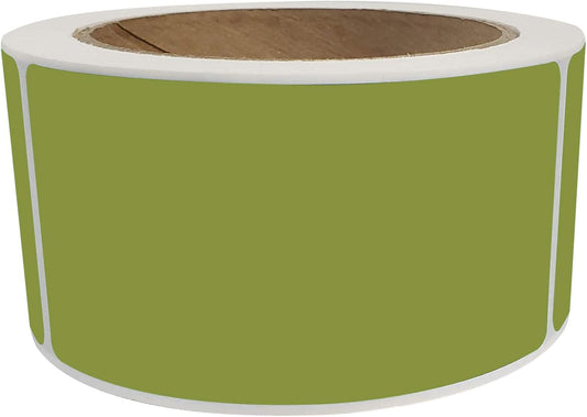 Royal Green Rectangular Colored Label Stickers 4x2 inch (7.5cm x 2.5cm) Olive Green Label Roll - 250 Pack