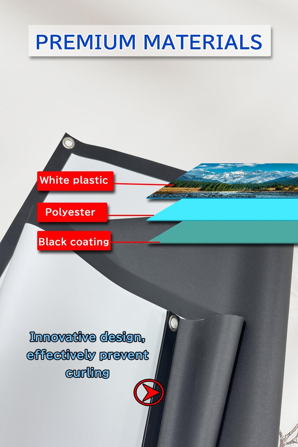 Projector Screen with Stand Outdoor 60 inch 4K HD 1.5-Gain Wrinkle-Resistant Movie Screen, 160° Viewing Angle, Projection Screen for Movie Night and Indoor 【60in】