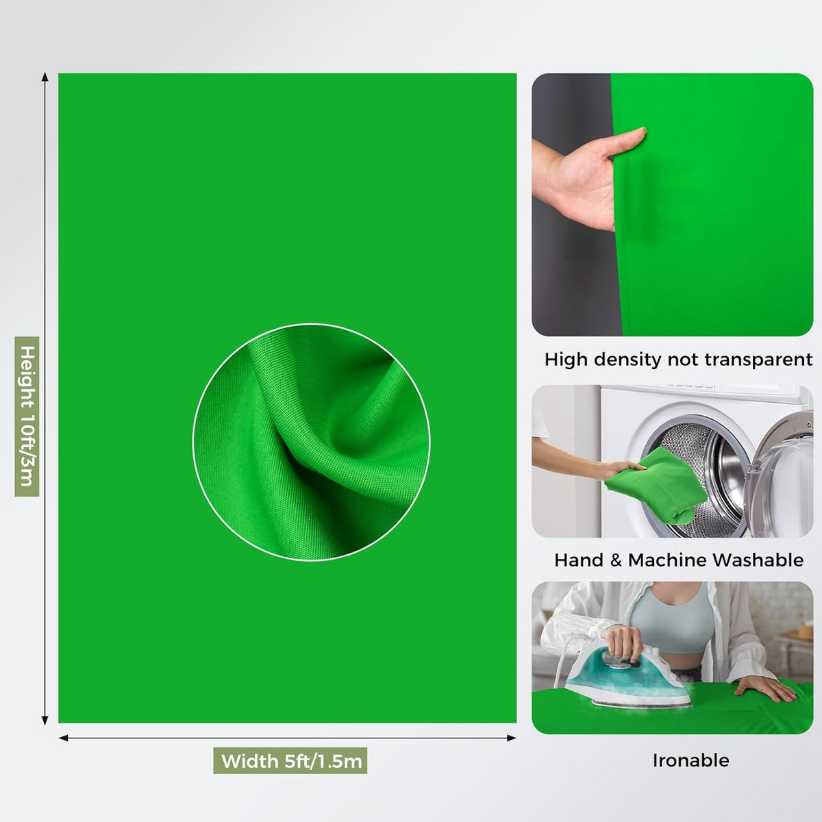 EMART Green Screen Backdrop Kit with Reverse Folding Base, 5x10ft Photo Greenscreen Background with Portable T-Shape Stand and 4 Clamps for Photography, Photoshoot, Studio Video Recording, Streaming