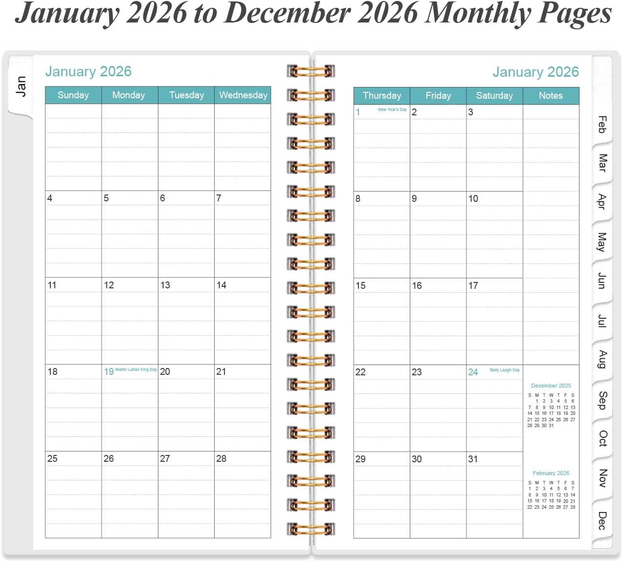 2026 Pocket Planner/Calendar - 2026 Planner from January 2026 - December 2026, Planner 2026 with 12 Tabs, Twin-Wire Binding, Inner Pocket, 3.75" x 6.75", Flower-B