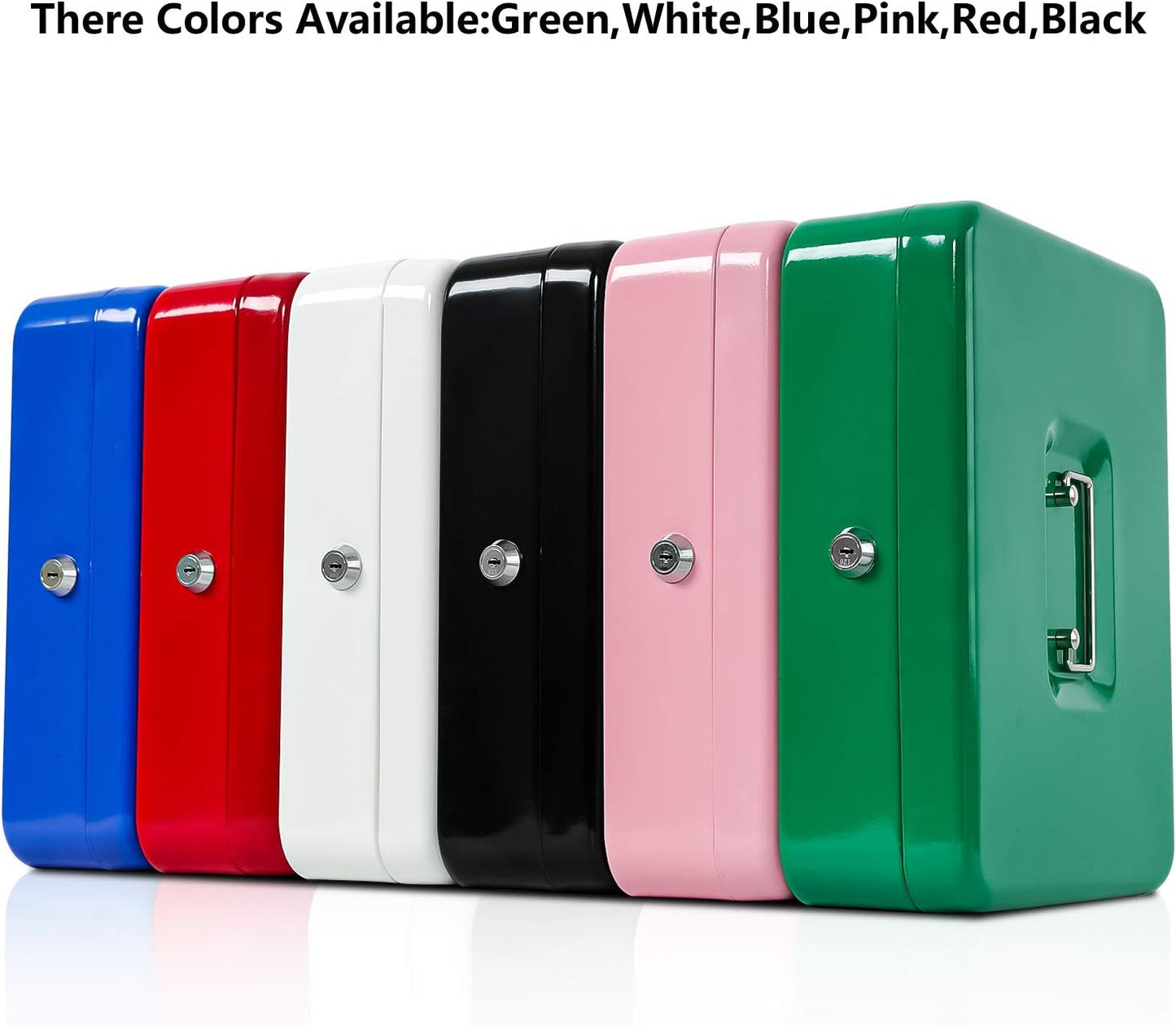 KYODOLED Locking Cash Box with Lock,Money Box with Cash Tray,Lock Safe Box with Key,Money Saving Organizer,11.81Lx 9.45Wx 3.54H Inches,Green XL Large