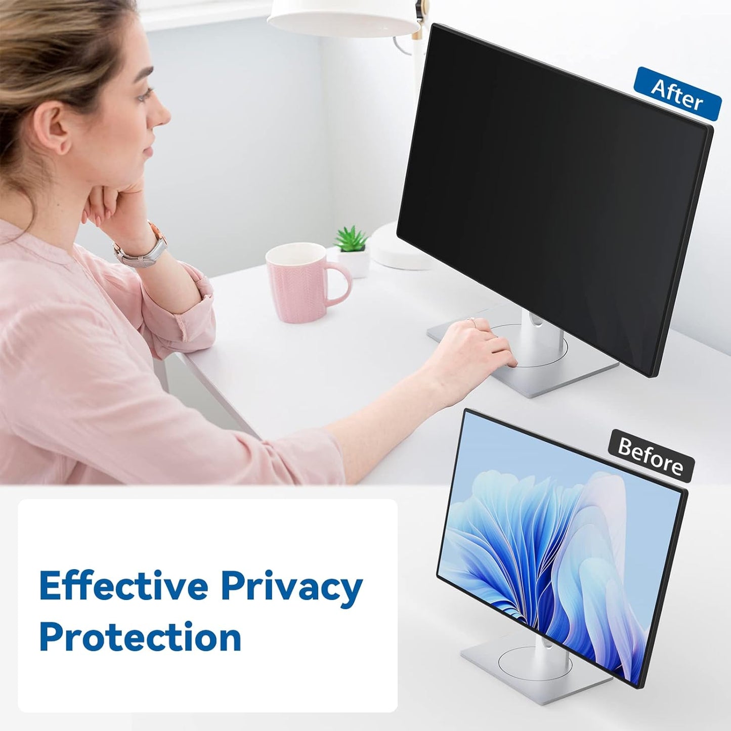 IPROKKO 2 Pack 21.5 Inch Computer Privacy Screen Filter for 16:9 Widescreen Monitor, Removable 21.5inch Anti Blue Light Glare Privacy Shield, Anti Spy Security Protector for Hp Dell Asus Acer Samsung