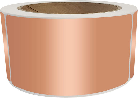 Royal Green Rectangular Metallic Gift Tag Labels 4x2 (7.5cm x 2.5cm) Rose Gold Stickers Rolls - 250 Pack