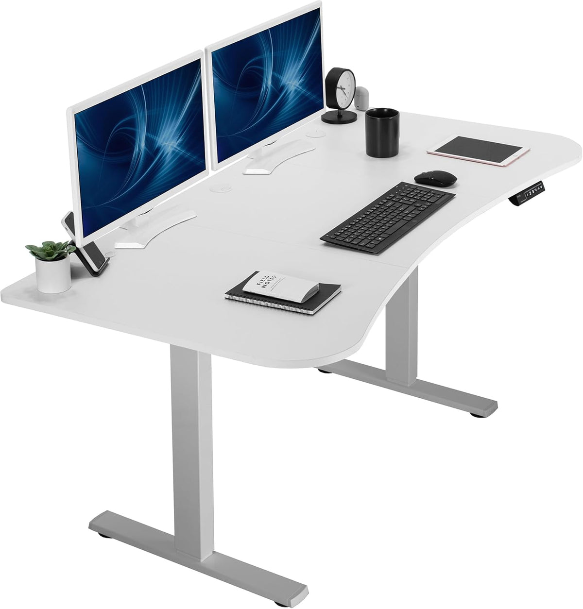 VIVO Electric 63 x 32 in Standing Desk, Memory Height Adjustment, 1B Series, White Top Gray Frame, DESK-KIT-1G1W