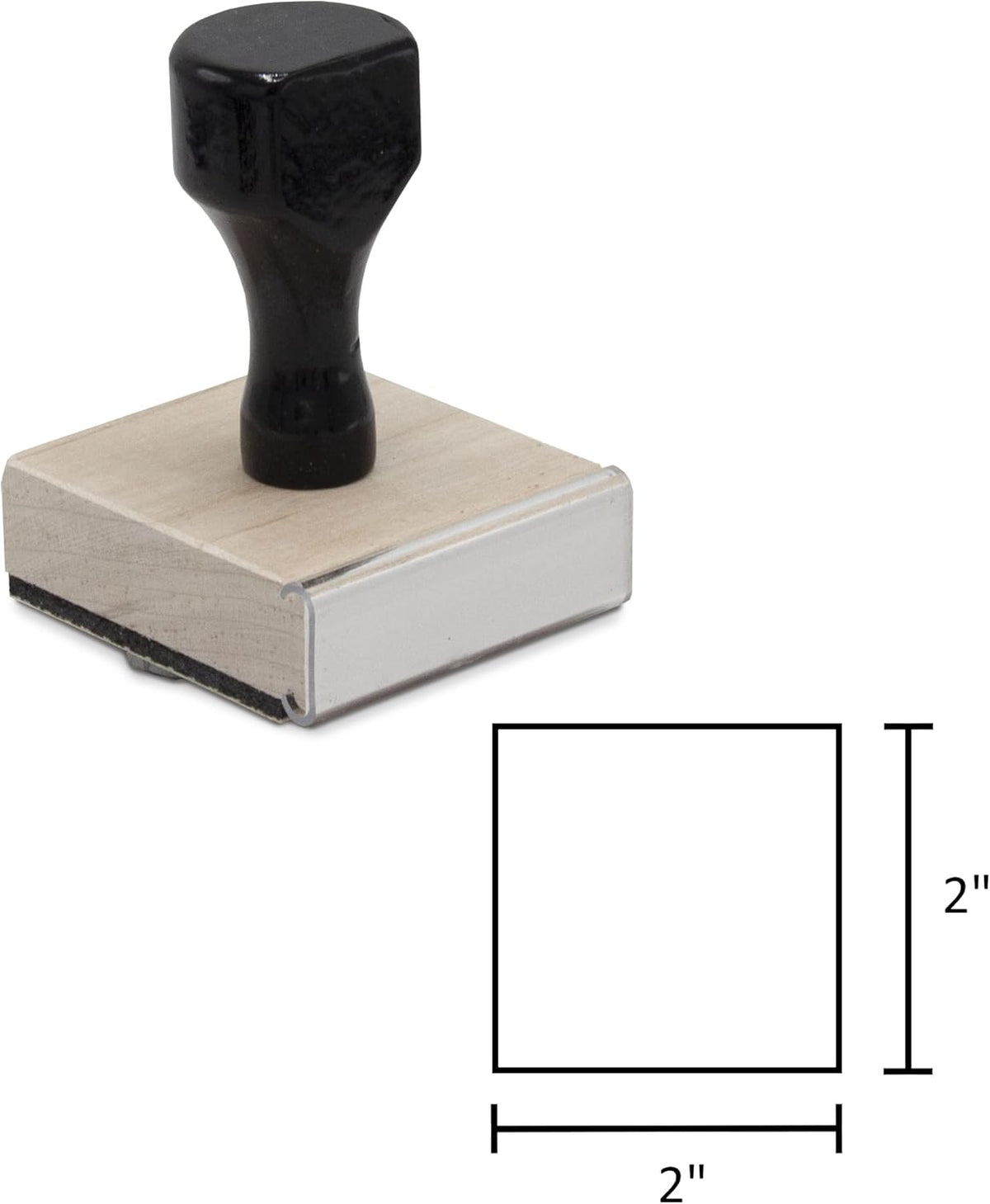 Infusion Custom Text Traditional Wood Stamp with Plastic Handle, 2" x 2"