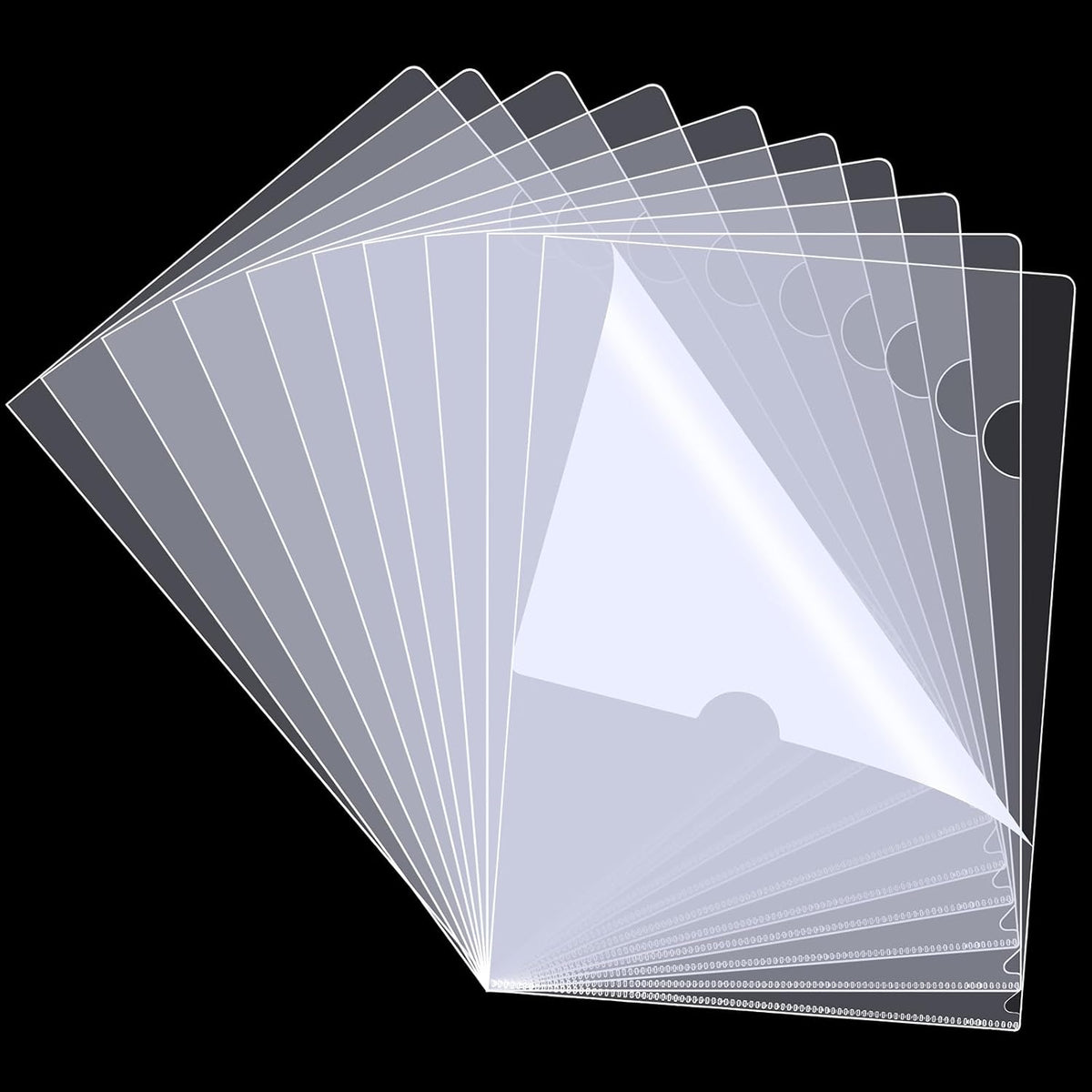 76 Pcs L-Type Clear Plastic File Folders - A4/Letter Size Transparent Plastic Sleeves Ideal for School and Office Supplies