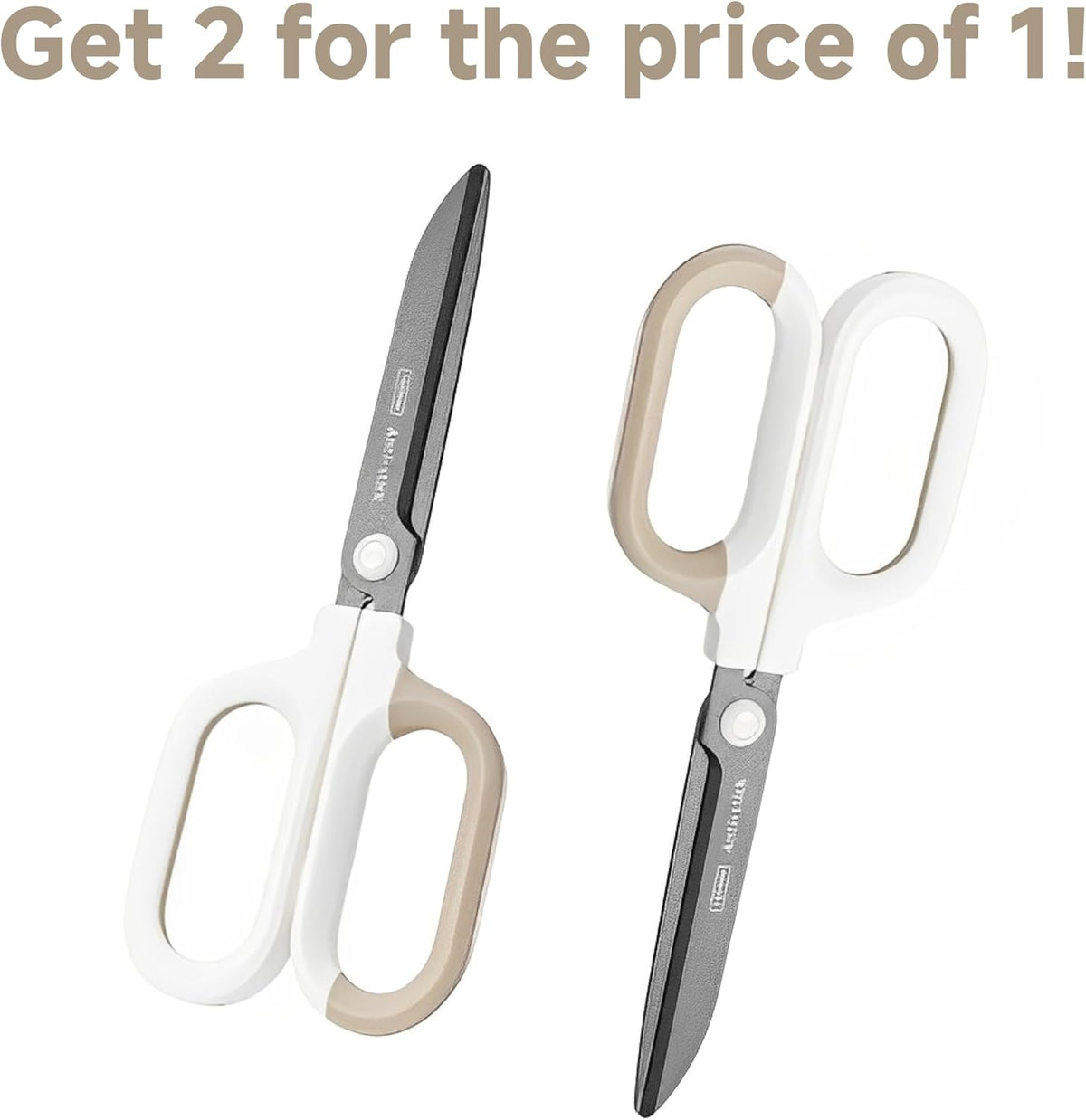 Titanium Non-Stick Scissors, Professional Stainless Steel Comfort Grip, All-Purpose, Straight Office Craft Scissors for DIY art and craft White