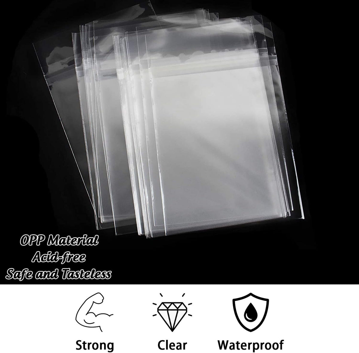 AUEAR, 9"x11" (100 Pack) Clear Plastic Sleeves - Acid Free 1.6Mil Crystal Resealable Bags -Fit for 8.5x11 Photos, Art Prints, Pictures, Papers