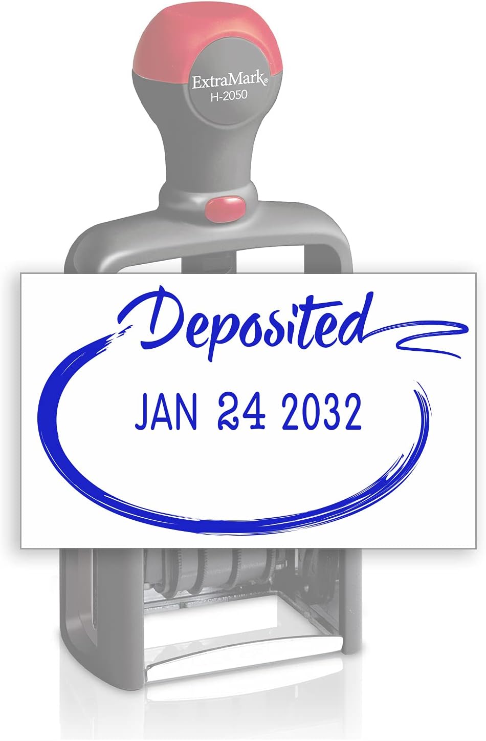 Heavy Duty Style Office Date Stamp with DEPOSITED - Self Inking Dater - Style C - Blue Ink Color