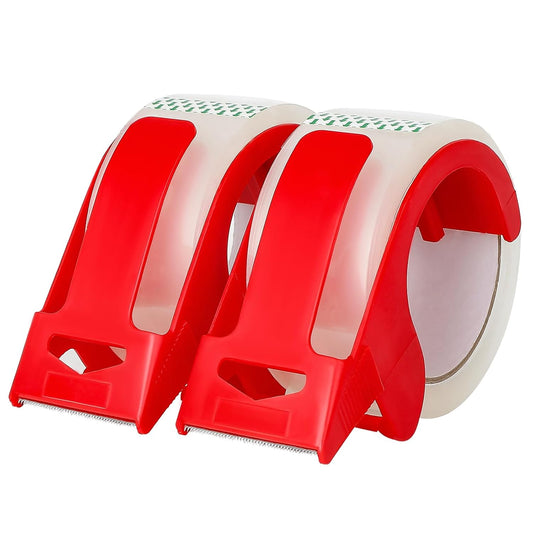 2-Pack Clear Packing Tape with Dispenser-2.7mil x 1.88" x 55Y Heavy Duty Packing Tape for Moving Boxes-Moving Tape Strong Adhesive Packaging Tape.