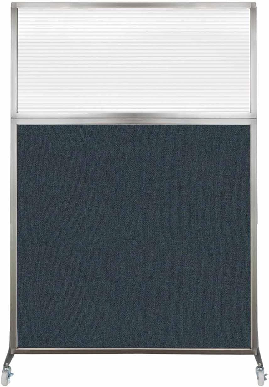 Versare Hush Screen Portable Room Divider with Wheels | Workstation Wall Divider | Freestanding Privacy Hush Panels | Clear Fluted Windows | Fabric Office Divider Screen | Great for Room Separation
