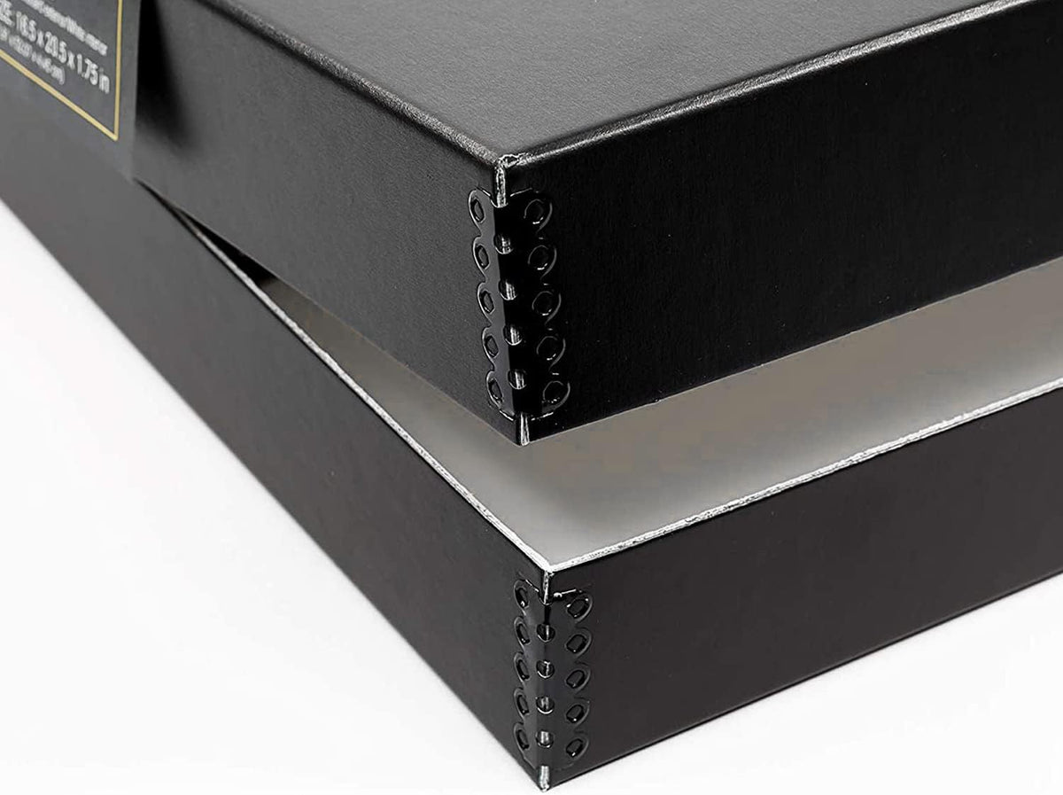 Lineco 16x20 Black Clamshell Archival Folio Storage Box, 1.75" Deep. Acid-Free with Metal Edge. Preserves Picture Longevity, Organize Photos or Documents, Crafts, DIY