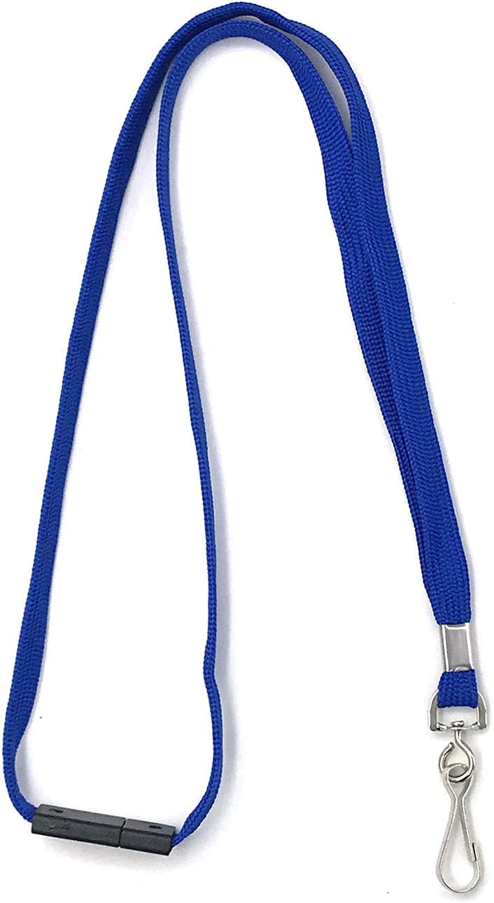 Safety Lanyards Premium Breakaway Blue Lanyard Comfortable Neck Straps Lanyards Swivel J Hook for ID Badges 50 Pack