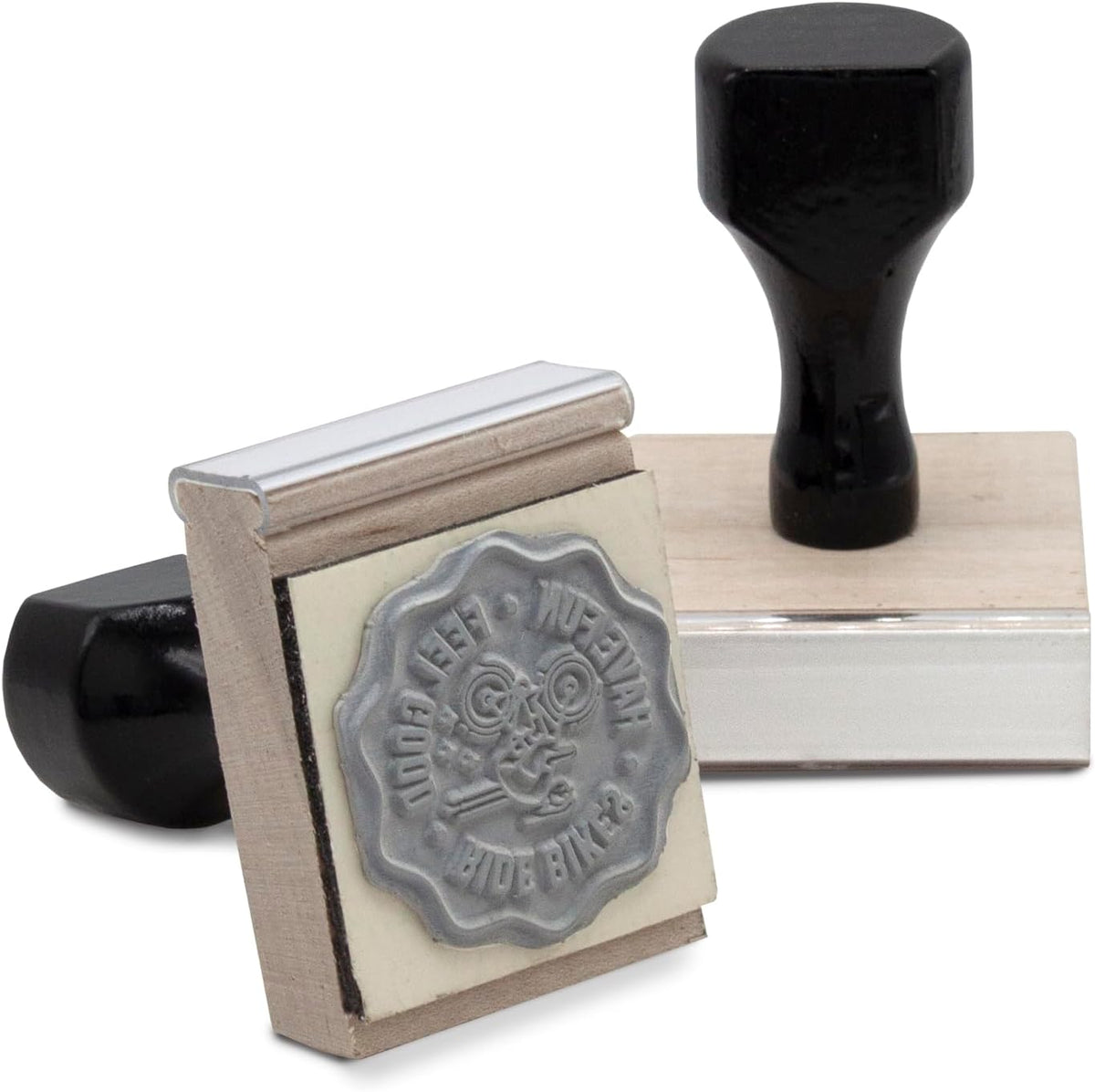 Infusion Custom Text Traditional Wood Stamp with Plastic Handle, 1" x 1"