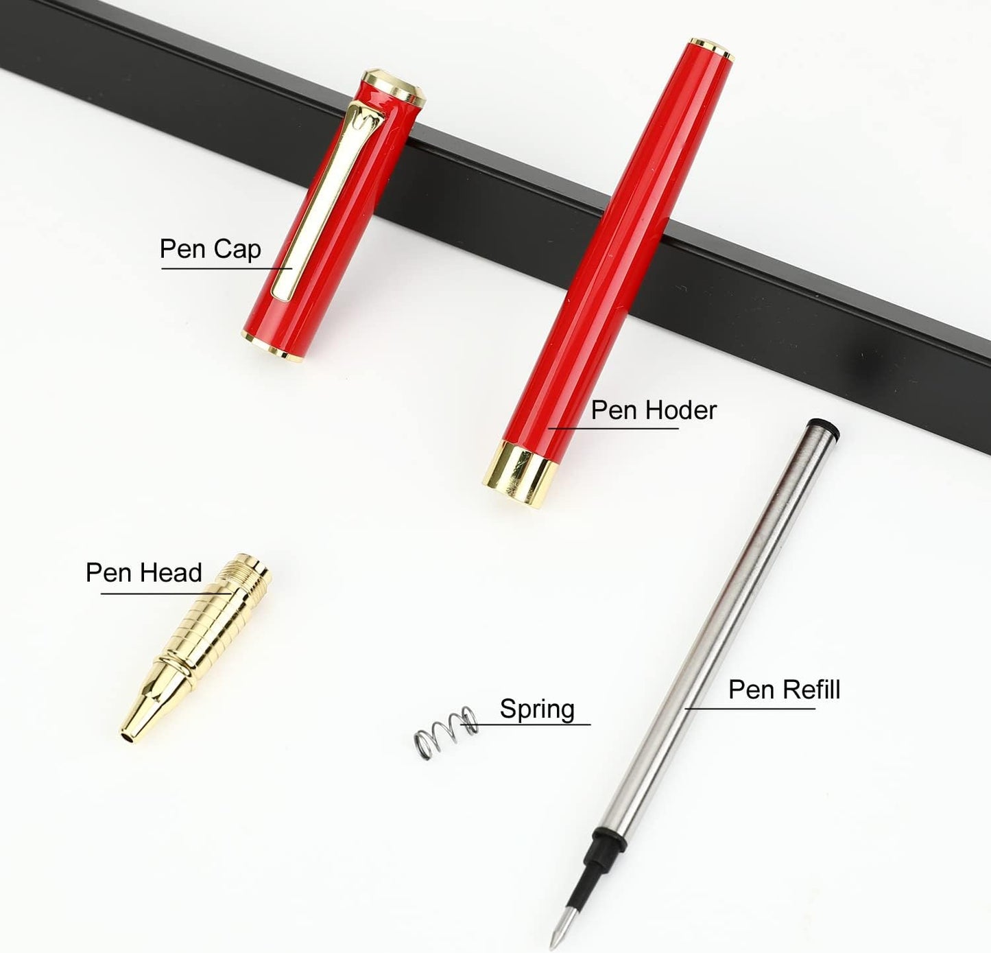 YIVONKA Luxury Ballpoint Pen Black Refill Line width 0.5mm,Best Office Pen Gift for Men & Women Professional Executive,Nice BallPens Classy Gift Box (Red)