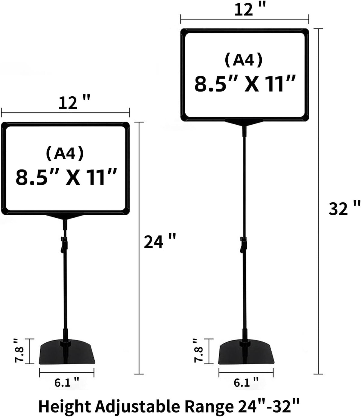 Sign Holder Stand,Sign Stand for Display,Adjustable Sign Holders For Table Top,Table Sign Holders 8.5 x 11,6 Packs,Black