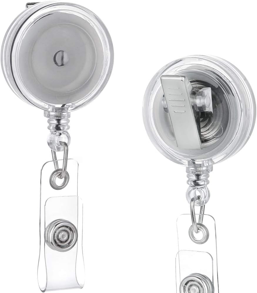 QREEL - 25 Pack - Retractable ID Name Badge Holder Reels with Swivel Alligator Clip (Translucent Clear)