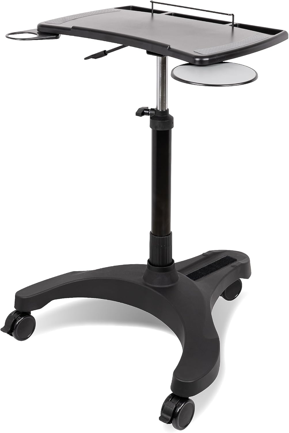 EHO Mobile Laptop Standing Desk Carts on Wheels with Stationery Storage, Pneumatic, Height Adjustable Rolling Stand, Sit to Stand Computer Cart, Workstation for Home, Office, Medical and School