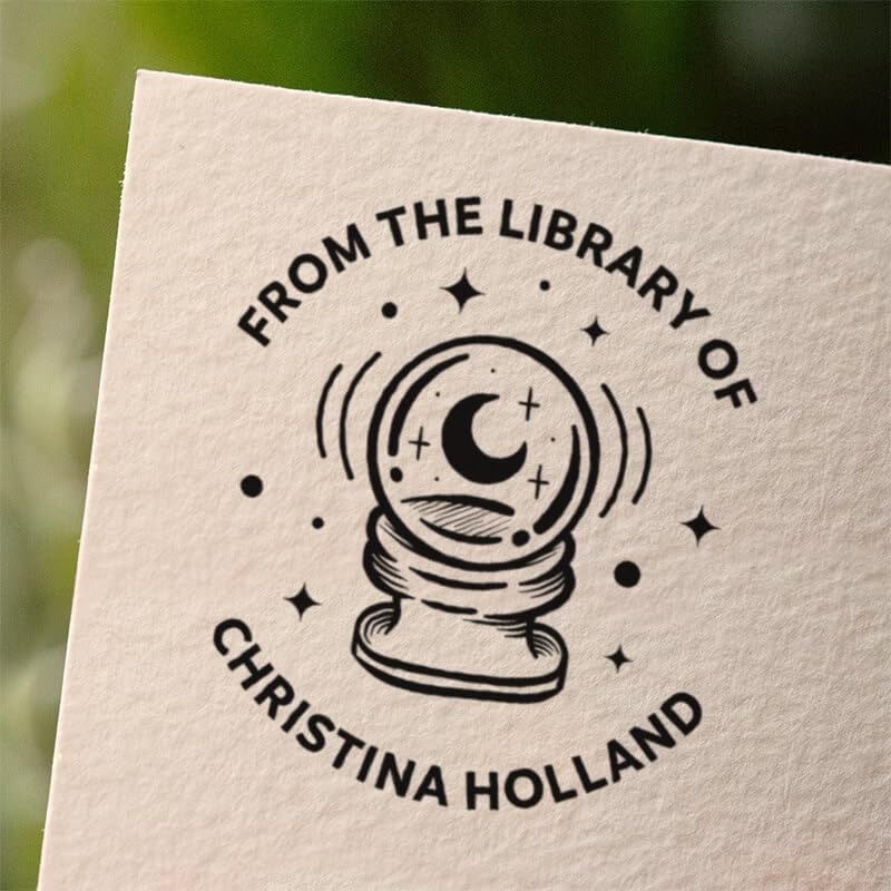 from The Library of Embossers & Stamps for Fantasy Book Readers | Custom Embosser | Custom Stamp | Ex Libris | Elevate Your Fantasy Collection of Stories and Novels (Design 3, Self-Inking Stamp)