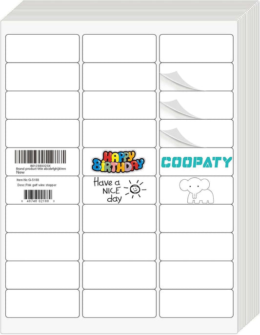 Coopaty 30-Up FBA Labels 1" x 2-5/8" Address Label for Laser & Ink Jet Printers (500 Sheets, 15000 Labels)