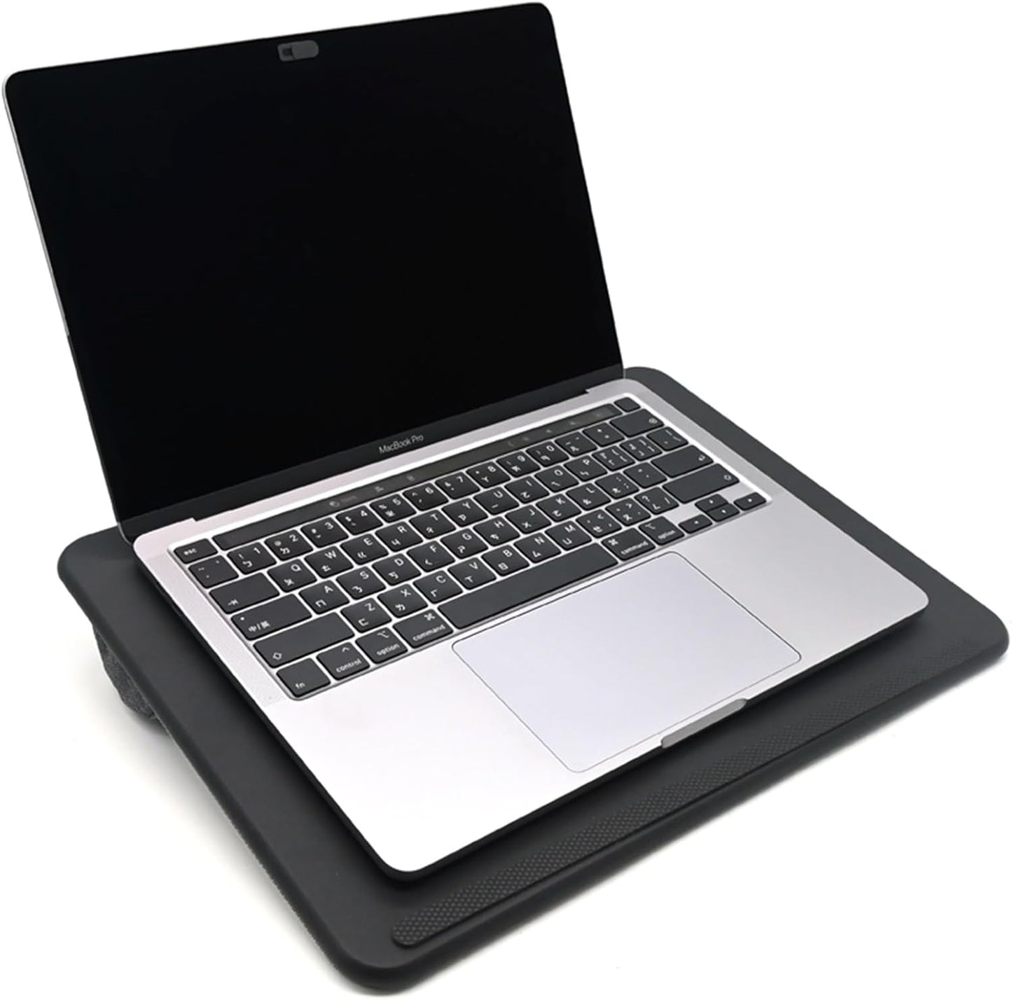 Lap Desk with Soft Cushion and Wrist Rest – Portable Laptop Desk for Bed, Couch & Home Office, PU Surface Tray with Handle for 15.6 inch Laptop (Medium, Black)