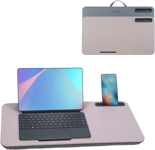 Portable Laptop Desk Fits Up to 16“ Laptops, with Tablet Slot, Built-in Cushion, Great for Home & Office,Lap Desk for Laptop,Lap Desk with Cushion (Grey Violet, Large)