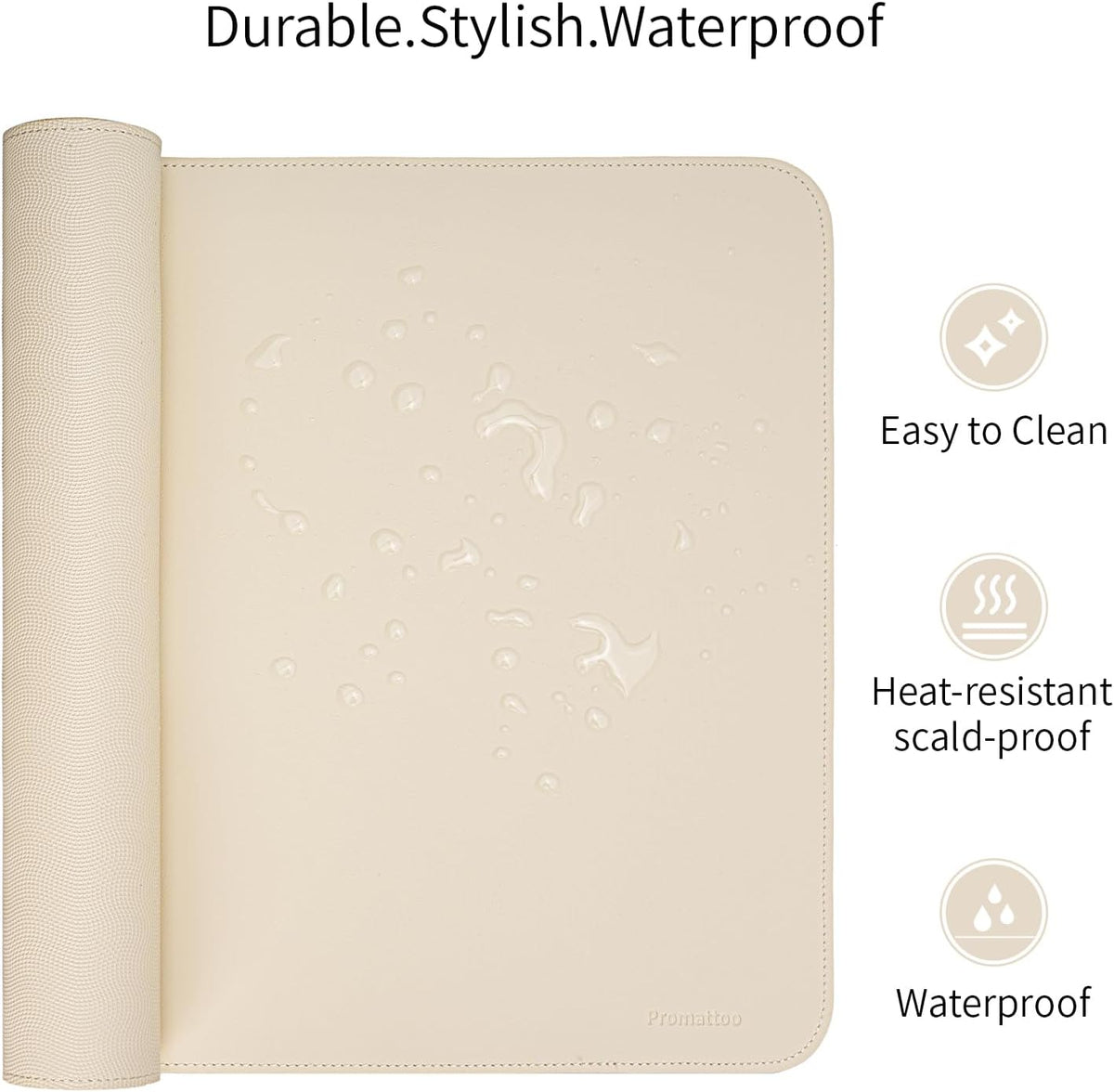 Oversized Non-Slip Desk Pad Protector – Grips Desk Firmly, Anti-Slip Like You've Never Seen! Vegan Leather Waterproof Laptop Mat for Keyboard & Mouse – Large Office Pad– Creamy White
