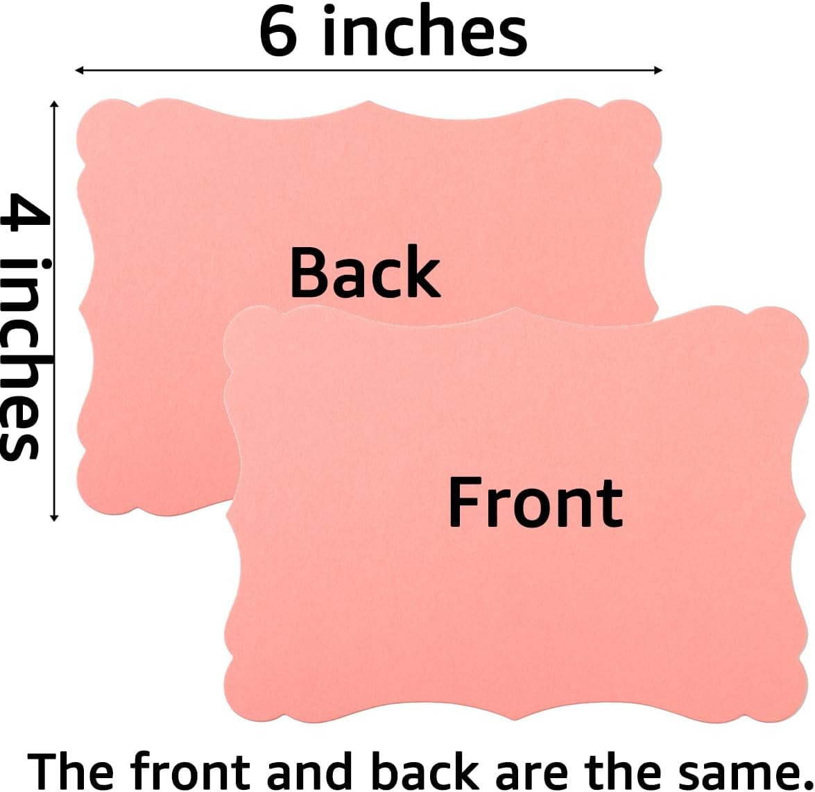 50 Pack Blank Kraft Cards Cardstock Thick Paper Brown Greeting Cards for DIY Gift Card Menus, Baby Shower and Wedding Invitations (Pink, 5 Colors, 4x6IN)