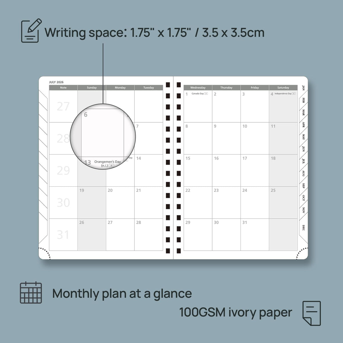 POPRUN 2026 Planner (Medium Size 8.5'' x 6.25'' Wire-Bound Hard Cover) Daily Weekly and Monthly Calendar - Agenda 2026 (Jan.2026-Dec.2026) with Hourly Schedule, Monthly Tabs - Burgundy