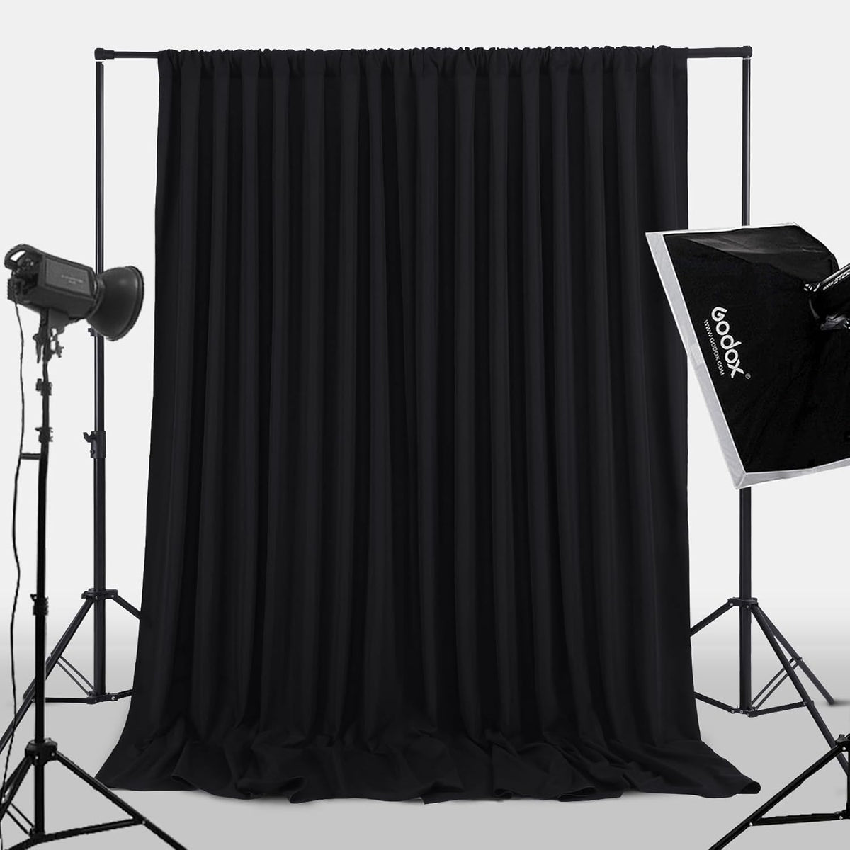 Black Backdrop Curtains 20x10 FT Polyester Photo Backdrop Drapes for Wedding Birthday Party Background Decoration 4 Panels 5ft x 10ft