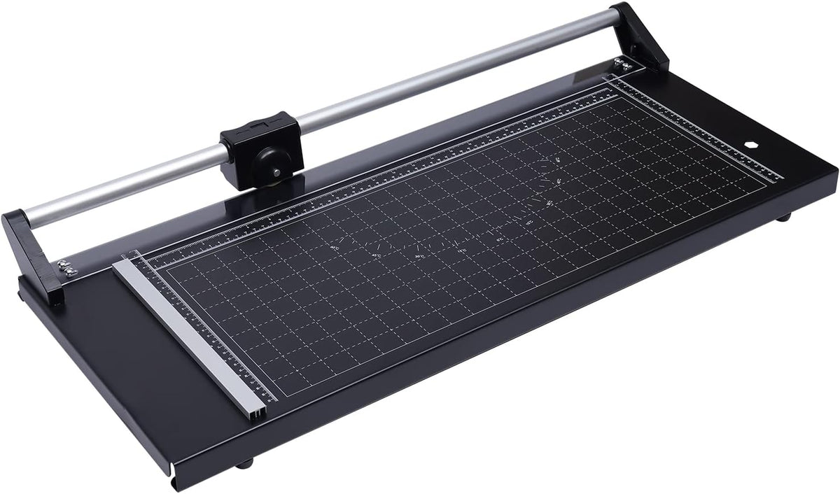 Rotary Paper Trimmer - Precision Cutting Tool with Self-Sharpening Blade for Photo Paper/Cardstock/Film, Heavy-Duty Craft Cutter for Scrapbooking & Office Use, Non-Slip Base & Angle Guide (24 inches)