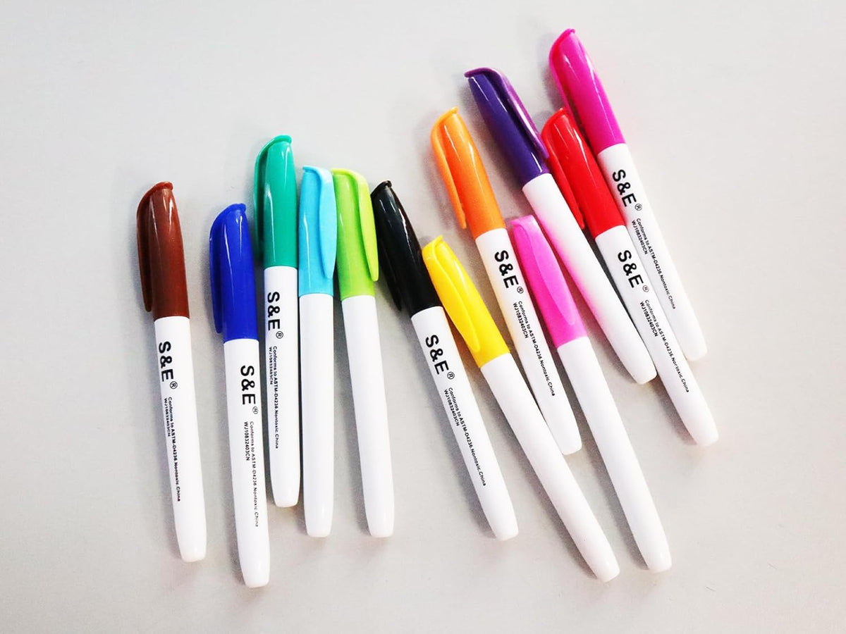S & E TEACHER'S EDITION 96 Pcs Dry Erase Markers Colored markers for Kids 12 Assorted Colors with Low-Odor Ink Colored Whiteboard Markers for School, Office, Supplies