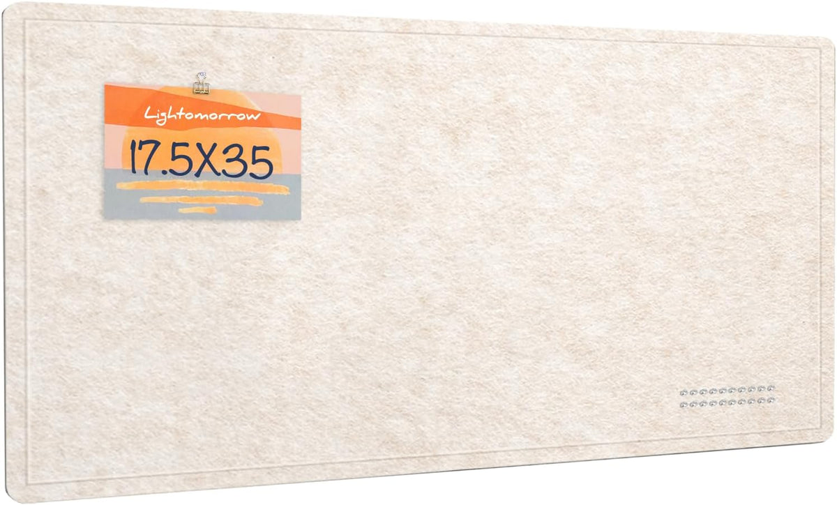 Bulletin Board, 35 x 17 1/2 Inches Felt Pin Board - Decorative Cork Alternative for Wall, Foldable Picture Self-Adhesive Vision Prayer Board With 20 Pushpins - Oatmeal