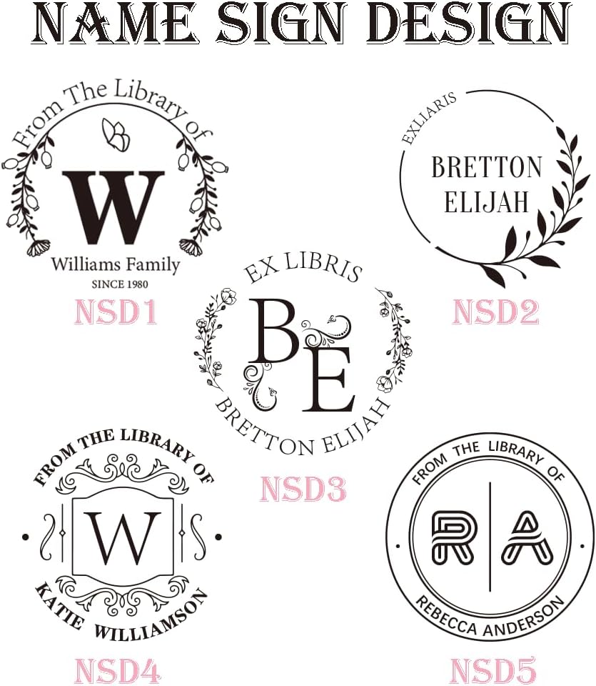 Personalized Book Embosser Stamp with Handle Set, Custom Self-Inking Library Stamp with Name & Design, Elegant Invitation Seal from Library Stamp Kit, Birthday, Book Lover Gifts （Name Sign）