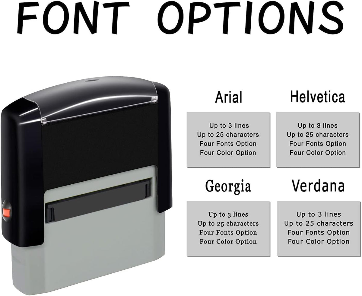 Personalized Stamp (47 x 18mm -4 Lines)- Custom Self Inking Rubber Stamps- Return Custom Address Stamp (Blue)