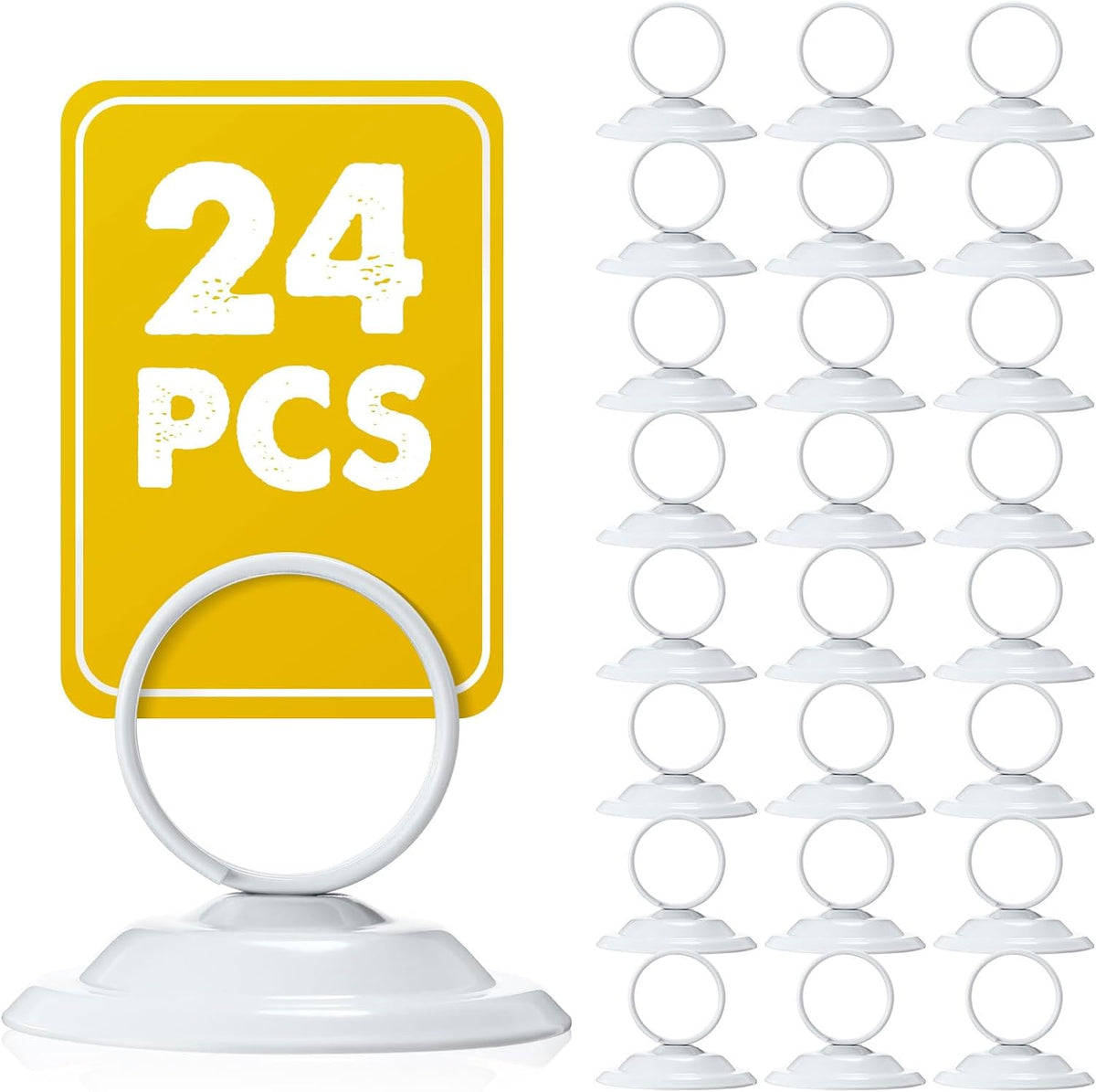 24 Pcs Table Number Holders Metal Place Card Holders Table Number Stands Tabletop Menu Sign Stands for Wedding Restaurant Recipe Banquet Birthday(White)