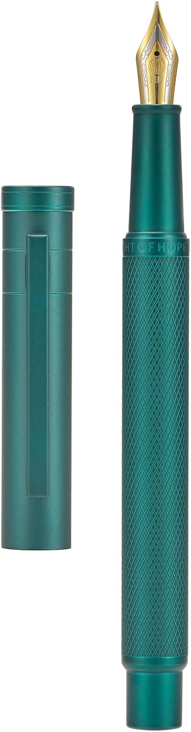 Hongdian 1851 Green Forest Fountain Pen Medium Nib, Classic Design with Converter and Metal Pen Case