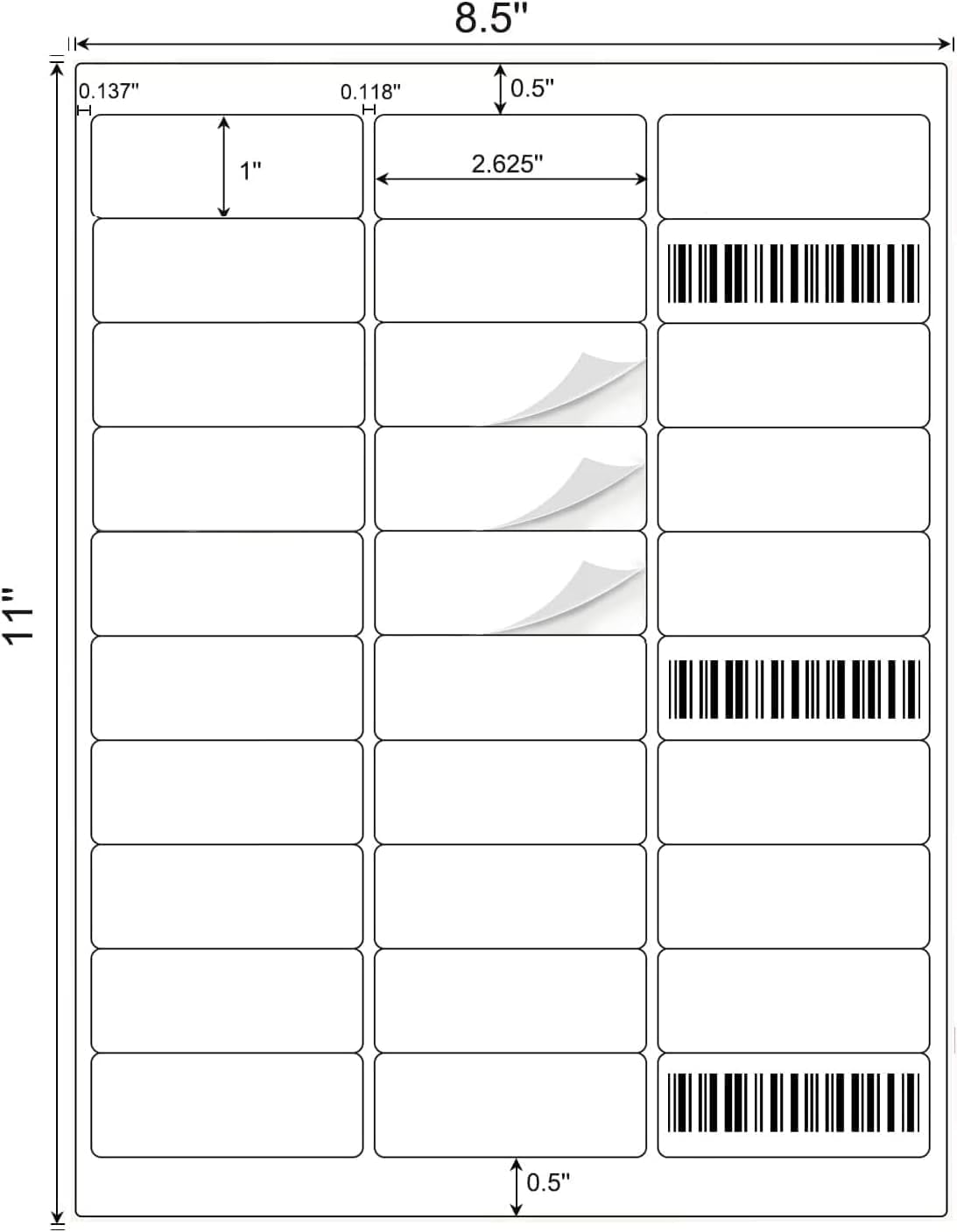 [200 Sheets 6000 Labels] BESTIKER Address Labels 1” x 2-5/8” Shipping Mailing Labels 30 per Page Printable FBA Barcode Label, Laser & Inkjet Printer Labels 30up White