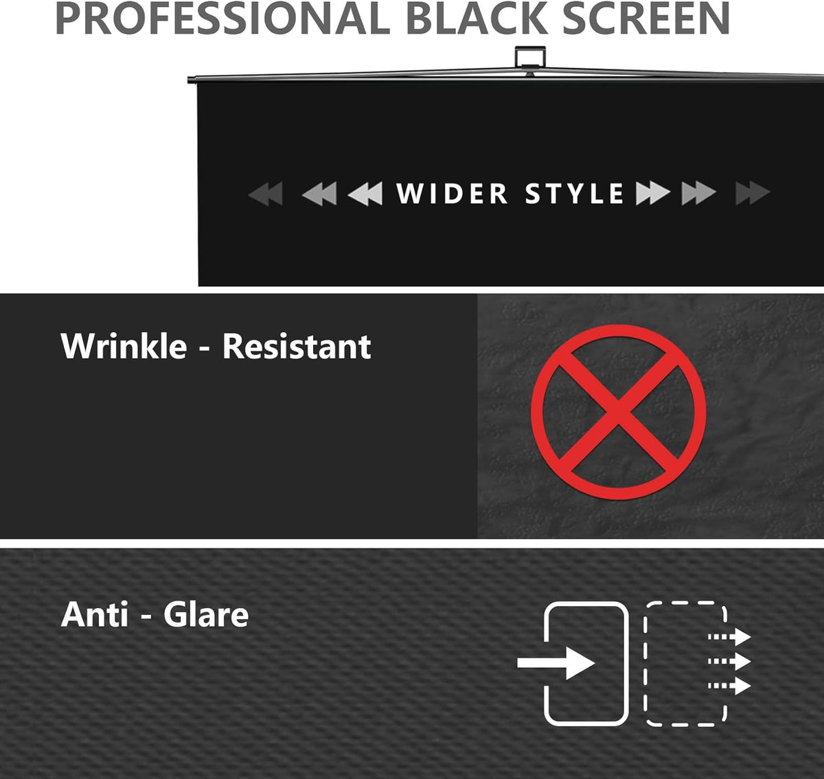 【Wider Style】 RAUBAY 78.7 x 82.7in Large Collapsible Black Backdrop Screen Portable Retractable Panel Photo Background with Stand for Video Conference, Photographic Studio, Streaming
