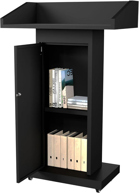 MOOFI Podium Stand Portable with 4 Locking Wheels Style 2 (Style 3)