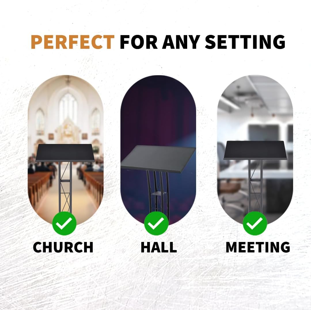 Kingdom KML17B Podium, Modern Metal Podium for Churches, Meetings, Halls