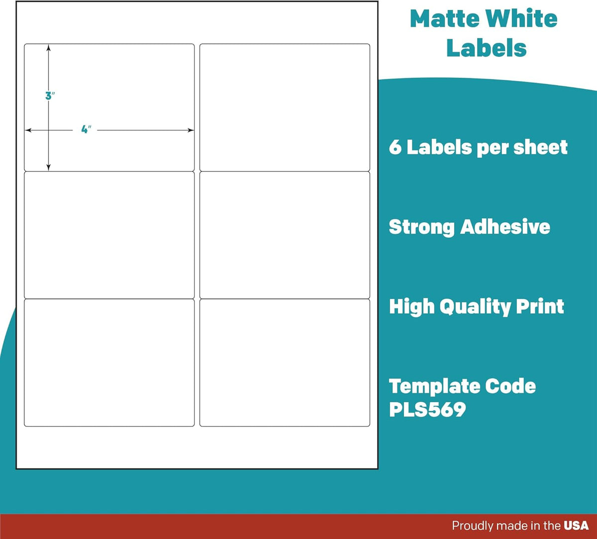 Premium Label Supply White Sticker Labels – 4" x 3" – Laser/Inkjet Compatible – (6 per Sheet), 1000 Sheets – 6,000 Total Adhesive Labels