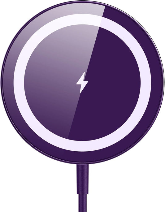 for Mag-Safe Charger, Magnetic Wireless Charger Made for iPhone 17/17 Pro/17 Pro Max/Air/16/15/14/13/12 Series, Mag Safe Charging Pad for AirPods Pro 3 2 (Purple)