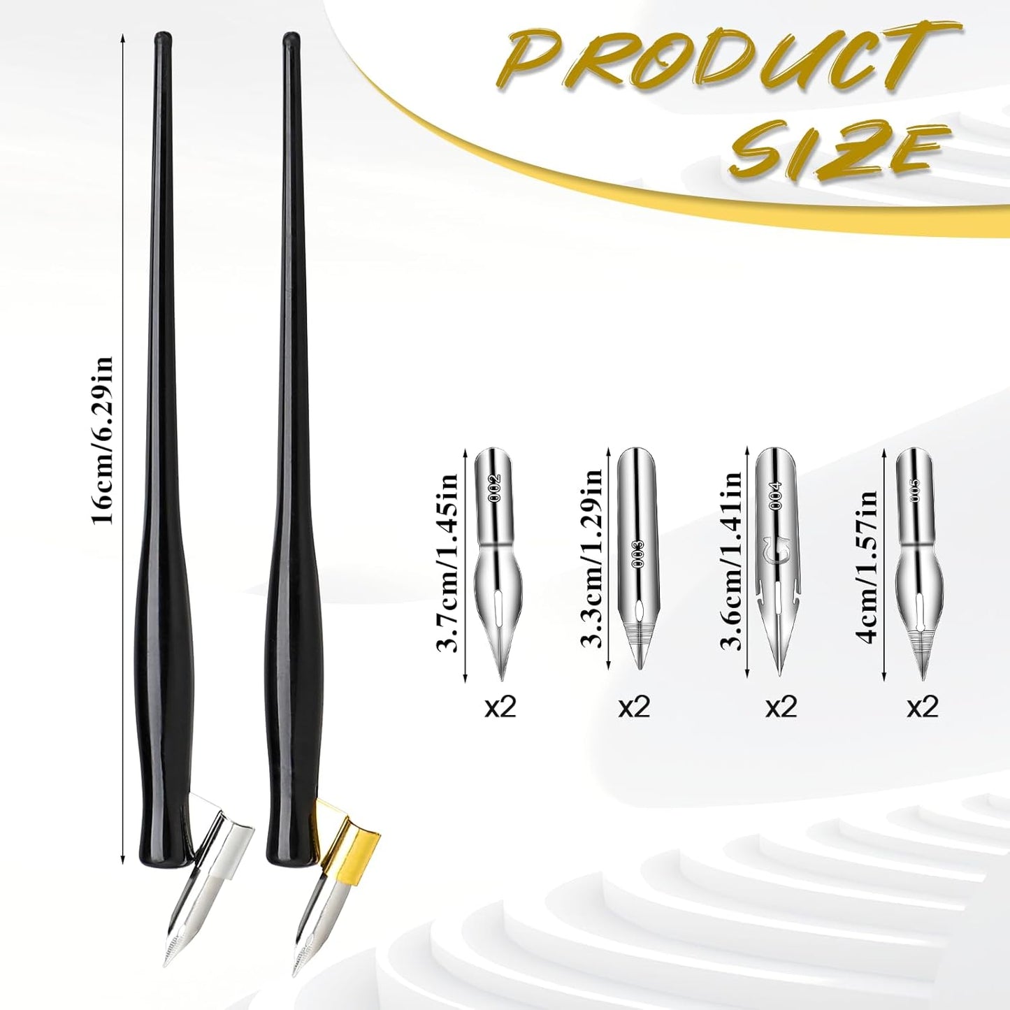 10PCS Oblique Calligraphy Dip Pen Set - 2-in-1 Drawing Pen Holder with 8 Pieces Stainless Steel Pen Replacement Nibs for Writing, Painting, Signing, Sketch