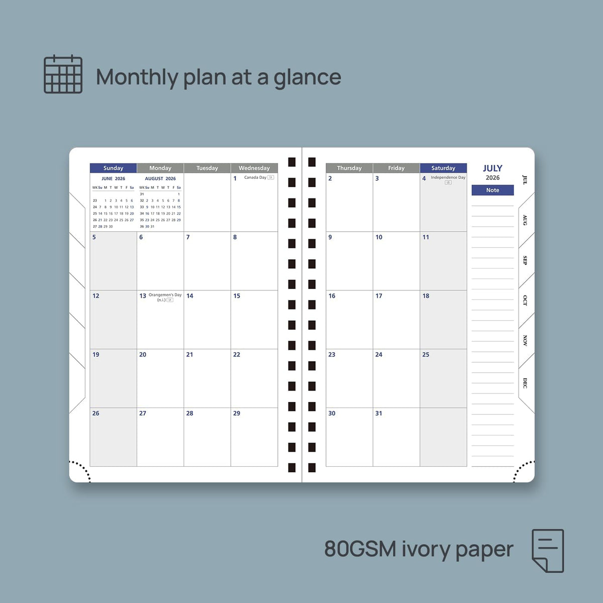 POPRUN 2026 Daily Planner One Page per Day (Medium 6'' x 8.5'') - 12 Months Calendar Appointment Book with Hourly Slots, Inner Pocket, Monthly Tabs, Pen Holder - Black