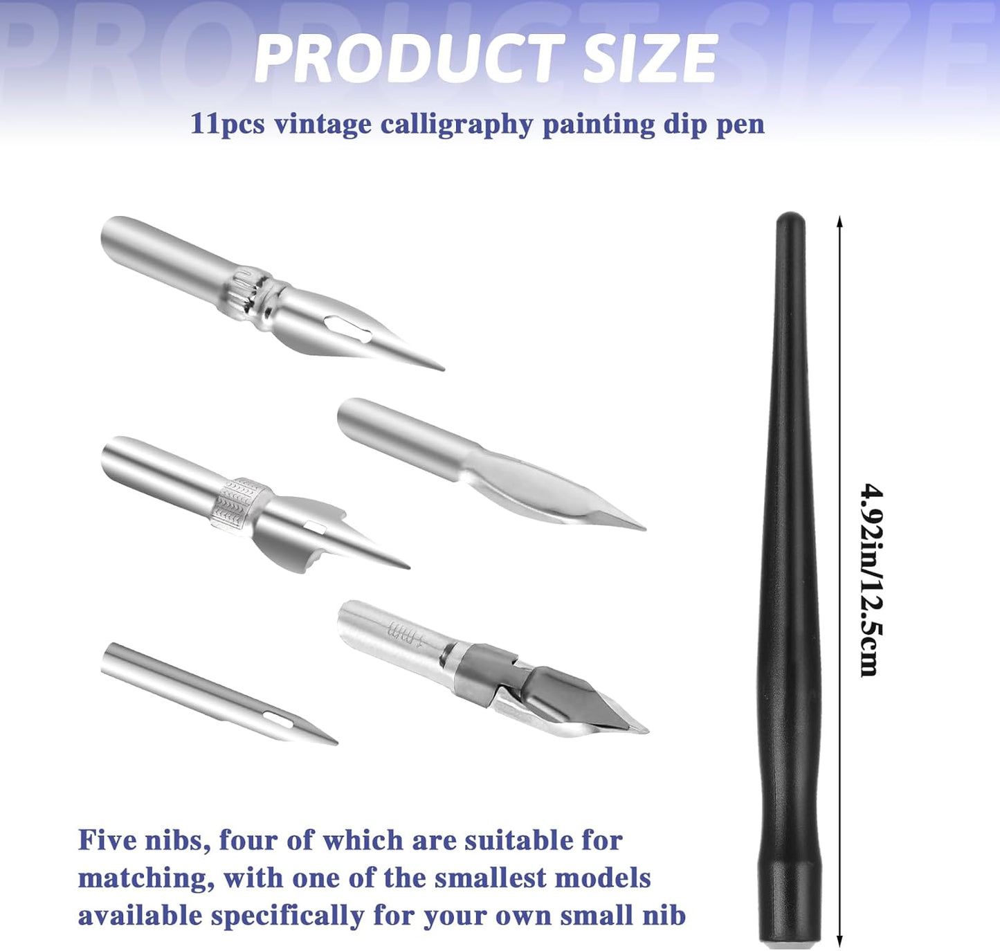 Oblique Calligraphy Pens Dip Set, Comic Pen Nib Set, Fluid Writer Pen, Calligraphy Dip Pen and Nibs Set Drawing with 5pcs Stainless Steel Pen Nibs Replacement Nibs Nib for Writing, Painting, Signing