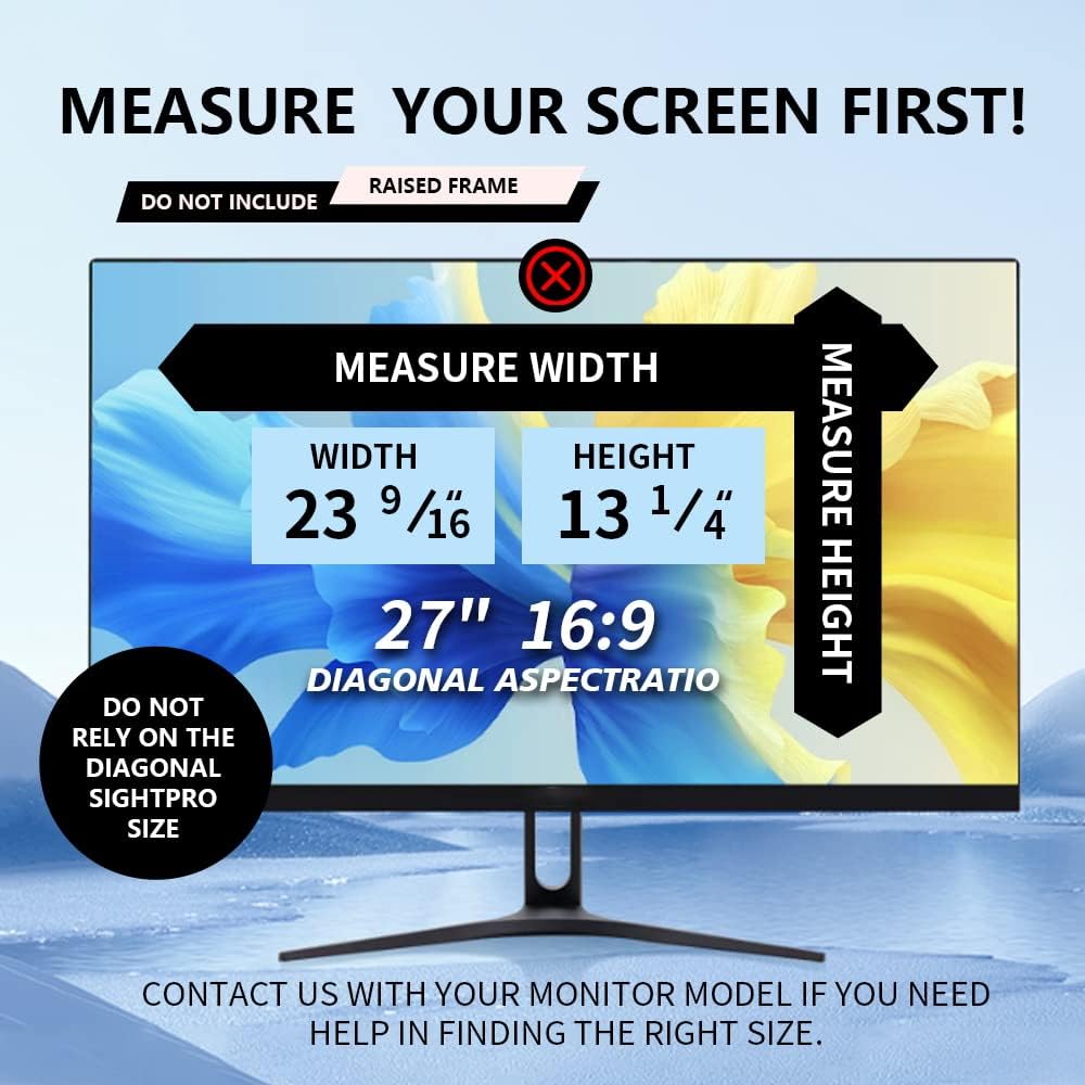 [3 Pack] Computer Privacy Screen 27 Inch for 16:9 Widescreen Monitor, Removable Eye Protection Anti Glare Blue Light Computer Screen Privacy Shield, Data Confidentiality Shield Privacy Screen 27 in