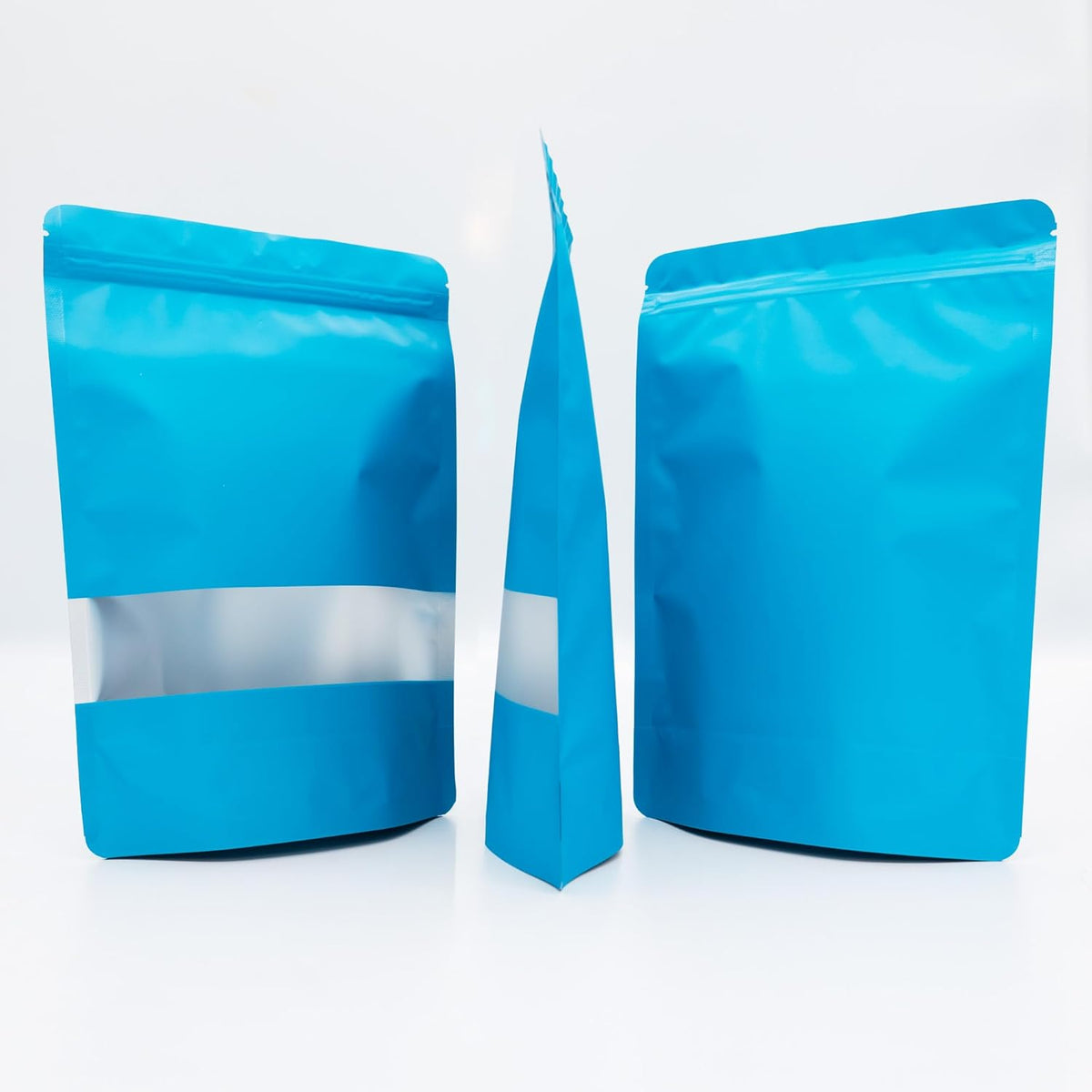 4CP 100 Pcs Blue Zipper Smell Proof Bags with Window, 6.3x9.5 Inch Stand Up Foil Pouches for Food Selfsealing Storage, Reusable Bag for Packaging Small Business, Cookies, Nunt, Candy